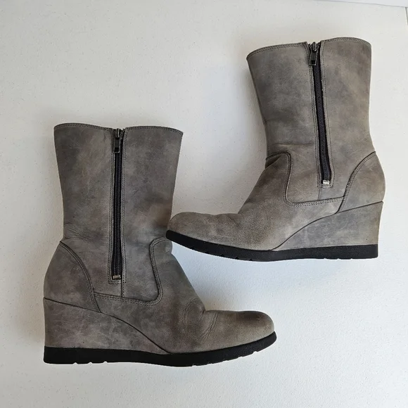 UGG Joely Wedge Side Zip Waterproof Women's Gray Wedge Boots 7.5 - Picture 7 of 16